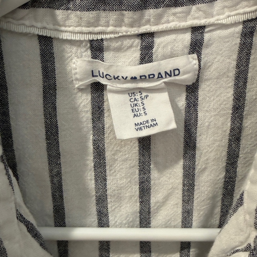 Lucky Brand Navy and White Striped Shirt Dress - Picture 2 of 3